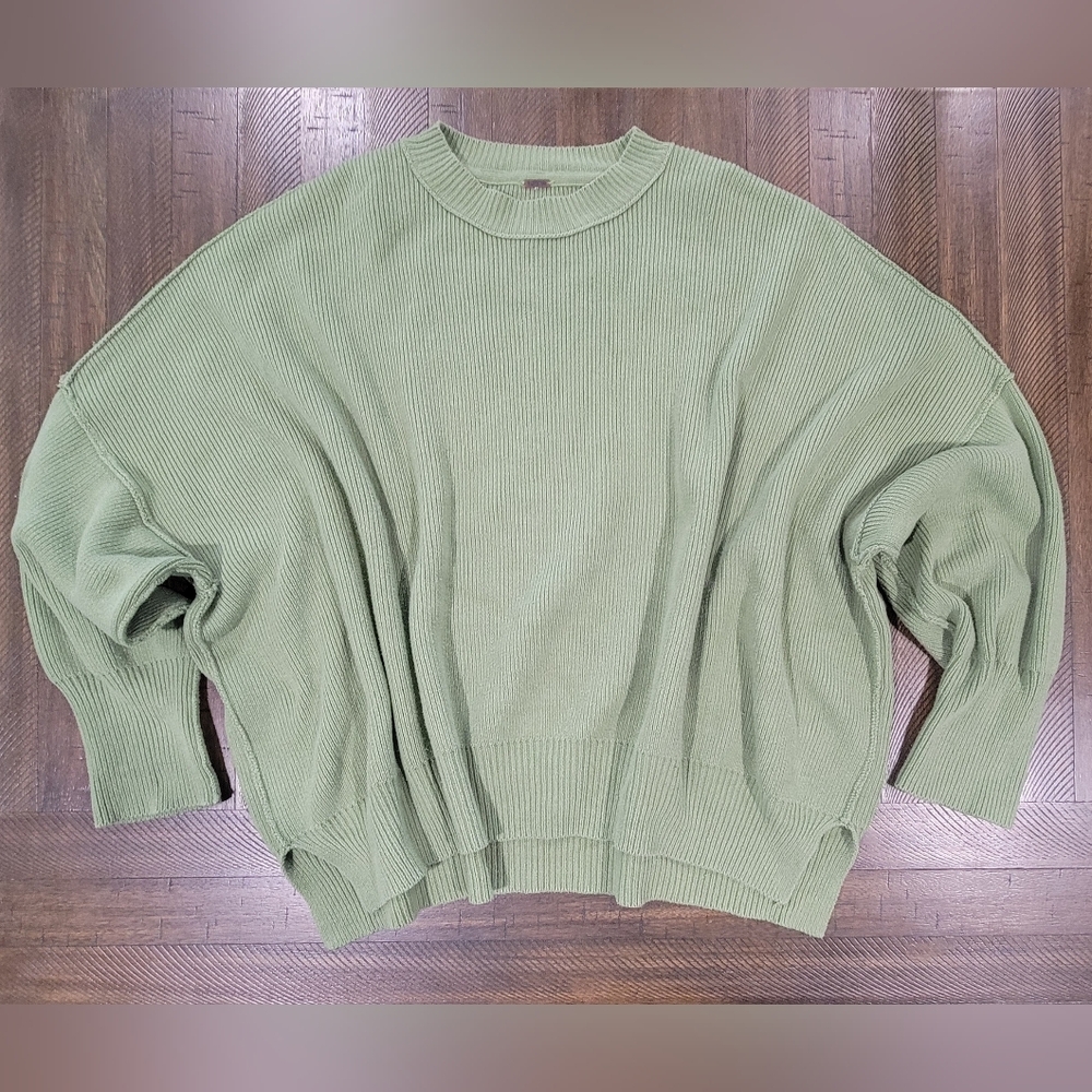 Free People Easy Street Green Sweater (L) Oversized